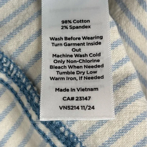 Talbots Jeans Womens 10 Petite Blue White Stripe Wide Leg Crop Jean Fray Hem - Picture 8 of 9